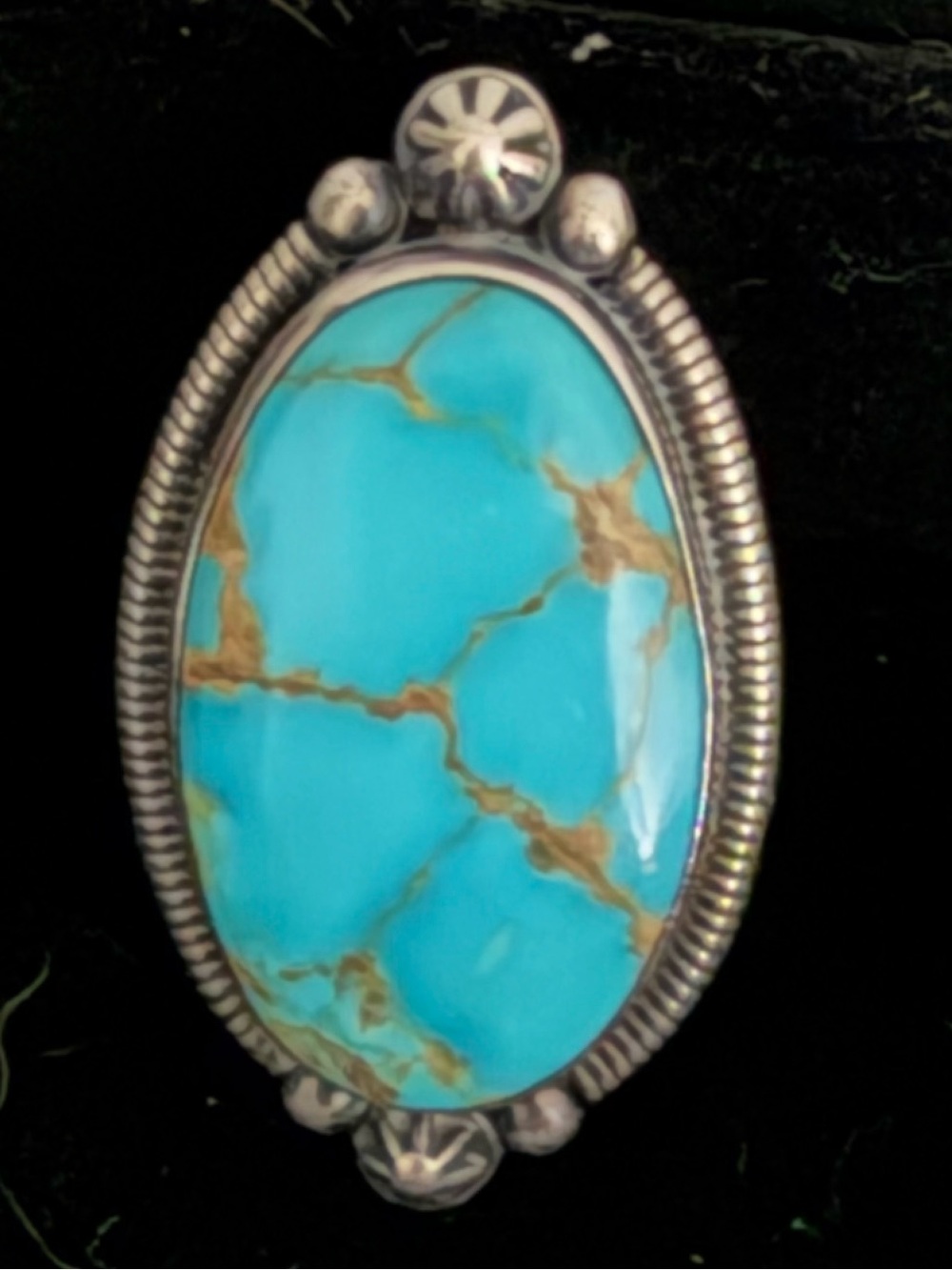 Vintage Huge Navajo Turquoise Sterling Statement Ring Wydell Billie Size 6